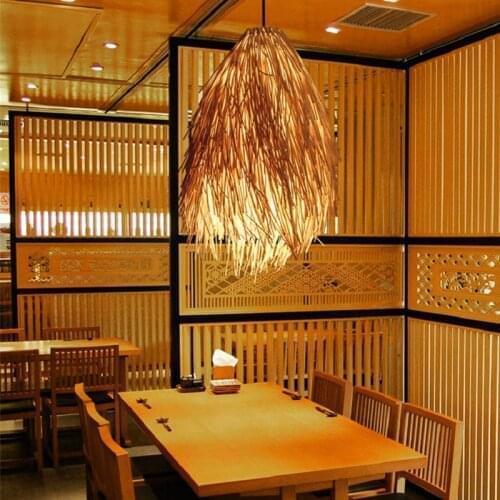Rattan art pendant lights Southeast Asian style rural decorative dining room bar cafe hanging lamp retro led suspension fixture