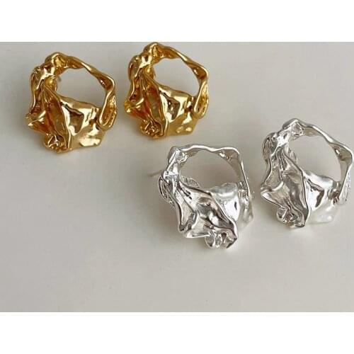 YANGLIUJIA Irregular Metal Earrings Personality Fashion Retro Geometric Earrings Woman Party Travel Accessories Christmas Gift