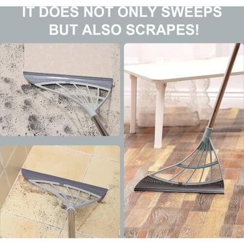 Multifunctional Magic Broom Sweeper Remove Dirt and Hair Rubber Mop Water Sweepe with Squeegee Glass Wiper for Room, Bathroom