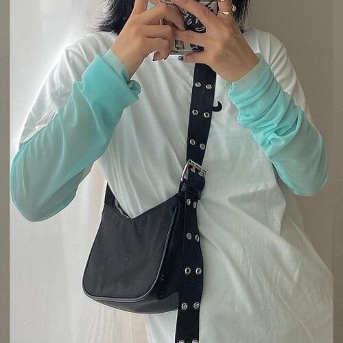 Fashion Nylon Women Shoulder Bags Ladies Fashion Hobos Armpit Bag Vintage Cool Girls Black Small Messenger Bag Purses Handbags