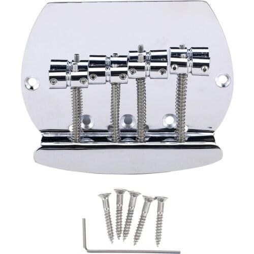 Musiclily Pro 57mm 4-String Bass Bridge for Music Man Style Bass, Chrome