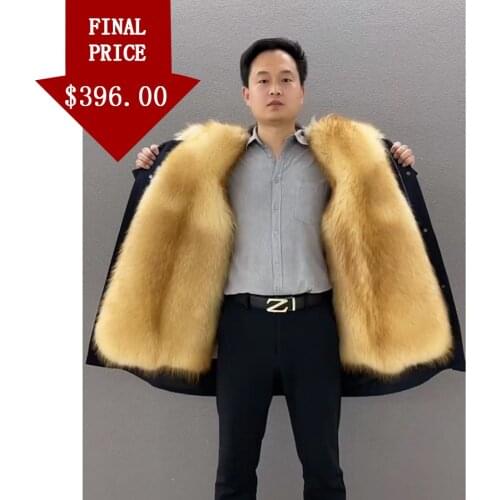 CNEGOVIK Fur Jacket Men Parka Real Raccoon Fur Coat Winter Warm Thick Parkas Plus Size Custom Free Shipp