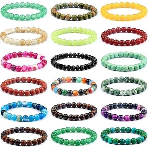 Men Bracelets 8mm Chakra Natural Round Agates Onyx Yoga Healing Energy Lapis Lazuli Beads Bangles Elastic Pulsera Women Jewelry