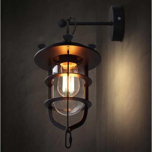 Retro Wall Lamp Creative Industrial Style Nostalgic Iron Corridor Lamps Decoration Bedside Balcony Wall Light For Office Store
