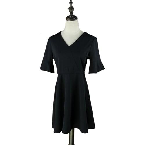 New New Arrival Streetwear Ladys Dresses A-Line Black Short Dresses Lovely Flare Sleeve Dresses Summer