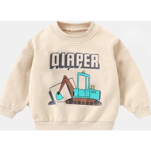 Autumn Pullover Cartoon Leisure Cartoon Engineering Vehicle Rabbit Car Elephant Letter Long Sleeved Sweater
