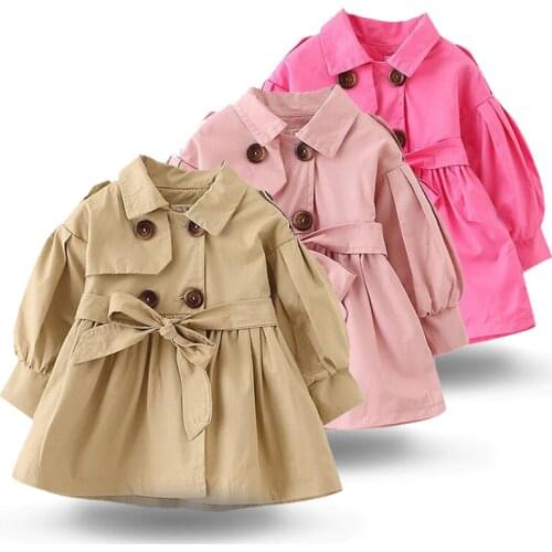 1-4Yrs Baby Girls Trench Coat Spring Autumn Kids Windbreaker Jacket For Girls Children Clothing Long Sleeve Kids Girl Outerwear