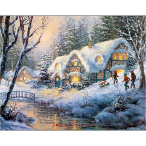 Full Embroidery Counted Cross Stitch Kits Needlework - Crafts 14 ct Aida DIY Arts Handmade Decor Oil painting - Winter Frolic