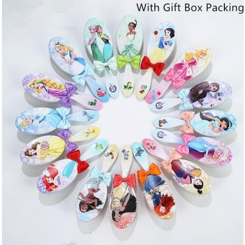 Disney Princess Frozen Snow white Mermaid Comb With Gift Box Headwear Pretend Toy Girl Happy Birthday Gift Toy
