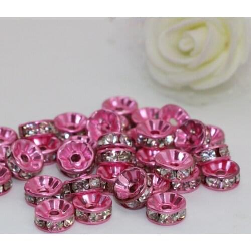 New arrival 30pcs pink spacers accessorie beads high grade rhinestone crystal abacus rondelle 6 8 10 12mm jewelry findings B2817
