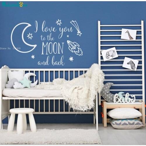 Lovely Nursery Wall Decals I Love You To The Moon And Back Baby Room Decor Newborn Poster Above Crib Décor Removable YT4942