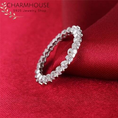 Silver 925 Rings For Women Wedding Band 2mm Thin Finger Ring With Zirconia Bague Femme Anillo Anel Bridal Rhinestone Jewelry