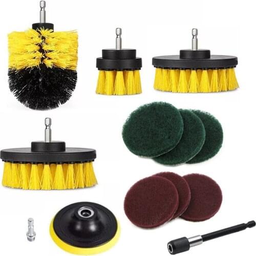12Pcs Electric Drill Brush Scrub Pads Grout Power Drills Scrubber Cleaning Brush Tub Cleaner Tools Kit