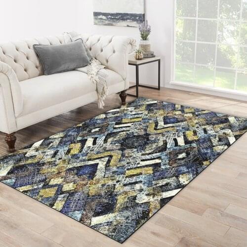 Blue yellow white color triangle shape ethnic patterned carpet modern carpet living room carpet free shipping soft textured