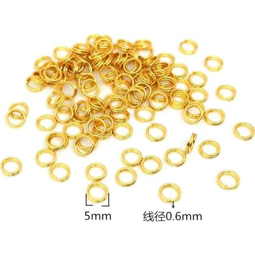 100pcs/lot 316L Stainless Steel 5 6 7 8mm Jump Rings 0.6MM Gold Color Double Loop Ring Connector for DIY Jewelry Making Findings
