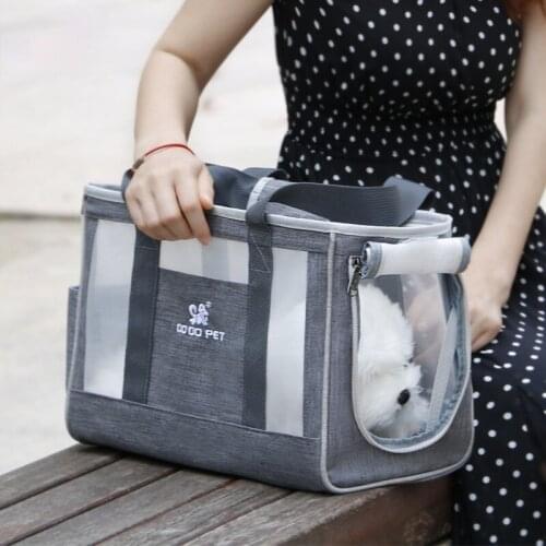 Dog Transport Bags Mesh Carriers Breathable Handbag Pet Carrying Cage Oxford Cloth Side-openable Box for Small Dogs Accessories