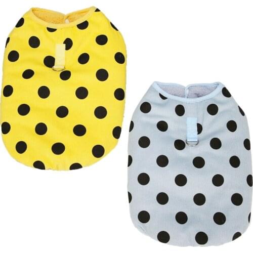 Warm Dog Clothes Dog Coat Sleeveless Vest Jacket With D-Ring Hoodie Overcoat Winter French Bulldog Dot Pattern Pet Costume S-XXL