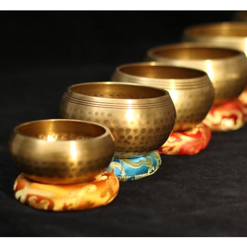 Nepal handmade Tibet Buddha sound bowl Yoga Meditation Chanting Bowl Brass Chime Handicraft music therapy Tibetan Singing Bowl