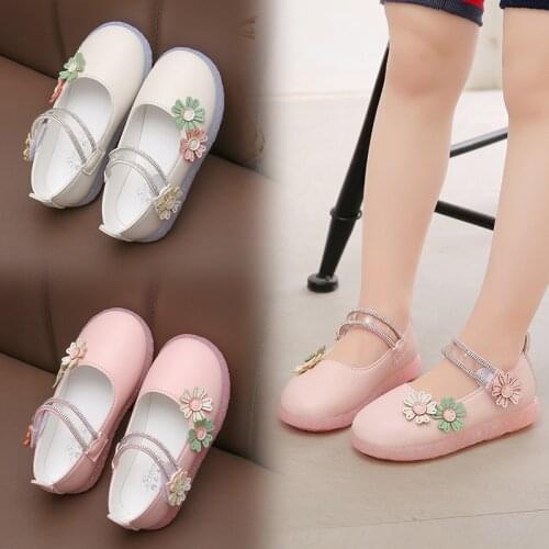 Pink Beige Little Girls Flowers Flat Shoes For Children Casual Princess Shoes Breathable Toddler Shoes Chaussure fille Soft Sole