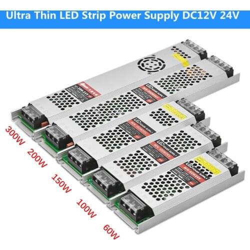 Ultra Thin LED Power Supply DC 12V 24V Lighting Transformers 60W 100W 150W 200W 300W 400W AC190-240V Driver For LED Strips