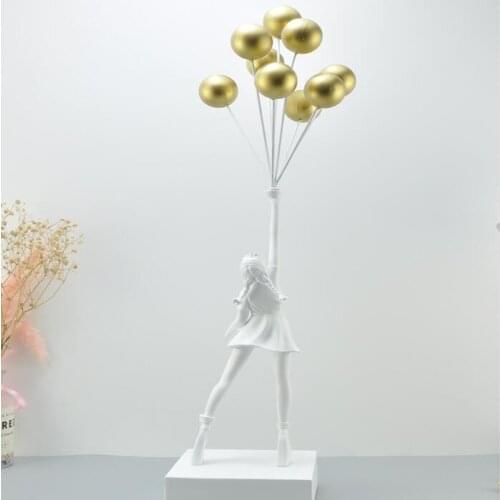 Uxurious Balloon Girl Statues Banksy Flying Balloons Girl Art Sculpture Resin Craft Home Decoration Christmas Gift 57cm