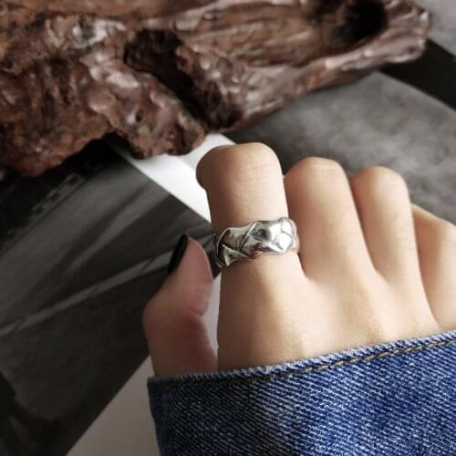 925 Sterling Silver Vintage Wavy Line Ring Wide Bands Retro Braided Lines Bridal Jewelry Birthday Gift Women Fashion Simple Ring