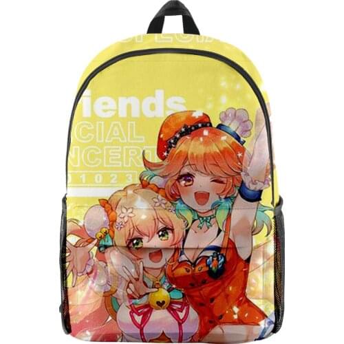 WAWNI Hololive Takanashi Kiara 3D Merch Oxford Cloth Shoulder Backpack Printed Multi Zipper Pack Casual Student School Bag