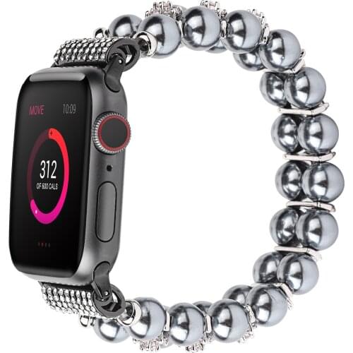 Pearl Elasticstrap Compatible with Apple watch 44mm 42mm 40mm 38mm Woman Replacement bracelet strap for iwatch 6 5 4 3 2 SE band