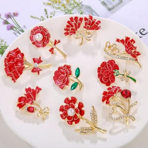 Z & Versaille Red enamel flower brooches for women casual brooch for wedding party gifts