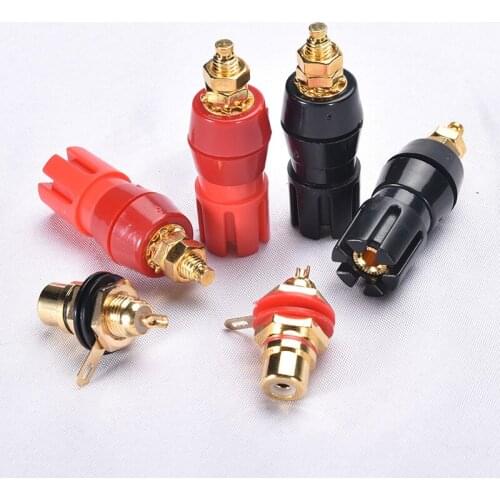 1 set High quality red and black power amplifier chassis terminal RCA Speaker terminal