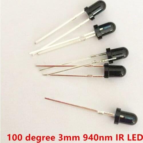 10PCS/lot 100 degree 3mm 940nm Infrared LED 14mil IR LED Diodes invisible emitting light Use for drive recorder Car camera