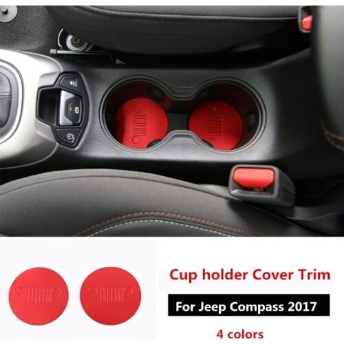 2pcs Front Cup Water Holder Buttom Cover Trim Alloy Cup Pad For Jeep Compass 2017