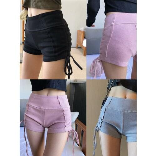 2020 peach hip fitness shorts anti walk lace up show thin gym exercise Dance Shorts women