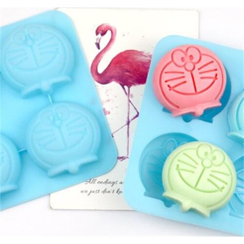 4Cavity DIY Soap Making Supplies 3D Silicone Cake Ice Cube Mould Cartoon Cat Shape Silicone Handmade Baking Mold Soap Mold Tool