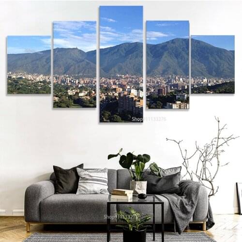 Avila Caracas Mountain 5 Pieces Wall Art Poster Landscape Canvas Print Painting Modern Home Decor Living Room Pictures Framework