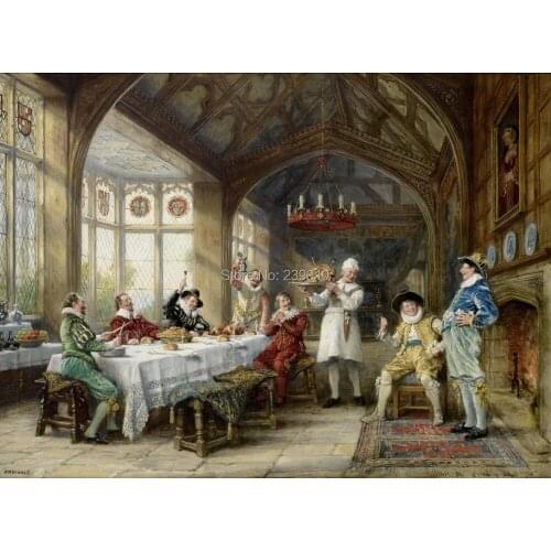 Free shipping thanksgiving dinner oil painting canvas prints Turkey dinner oil painting on canvas home wall decoration picture
