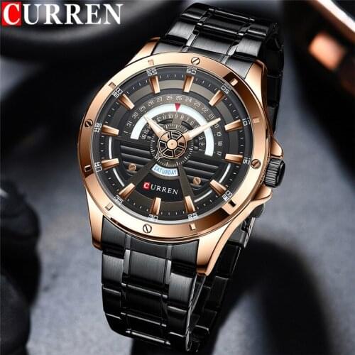 CURREN Men Sport Watch Top Brand Luxury Black Gold Military Business Male Clock Stainless Steel Quartz Man Wristwatch Gift 8381