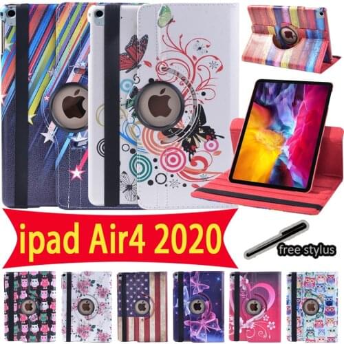 Tablets Case for Apple Ipad Air 4 2020 10.9 Inch 360 Degree Rotating Anti-Fall Protective Case + Free Stylus