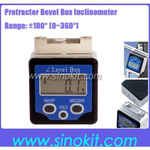 Digital 360'(+/-180')Angle Gauge Meter Protractor Bevel Box Inclinometer with strong disk magnets JY-180LB(L&C)