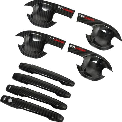 For Mitsubishi Outlander 2013 2014 2015 2016 2017 2018 2019 Door Handle Cover Chrome Trim Accessories Carbon Fiber ,Car-Styling