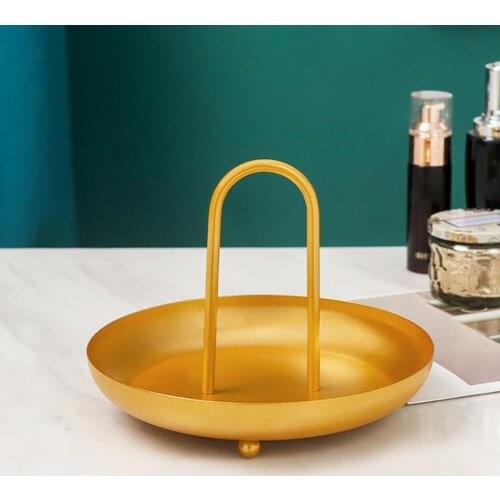 Home Storage Tray Portable Makeup Organize Wrought Iron with Handle Storage Holder Dresser Kitchen Organization