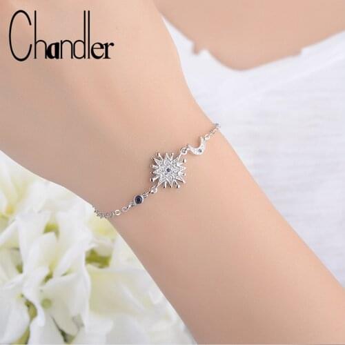 Chandler Elegent Silver Color Star Moon Bracelets Adjustable Anklet Bangle For Girls Party Wedding Bridal Bijoux SL034