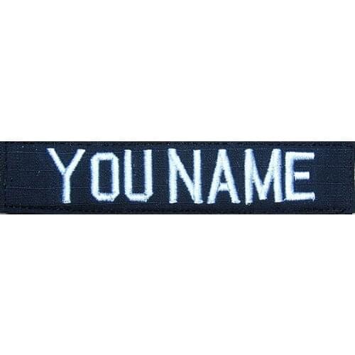 Custom Name Tape Dark blue Background White Letters Embroidery Patch