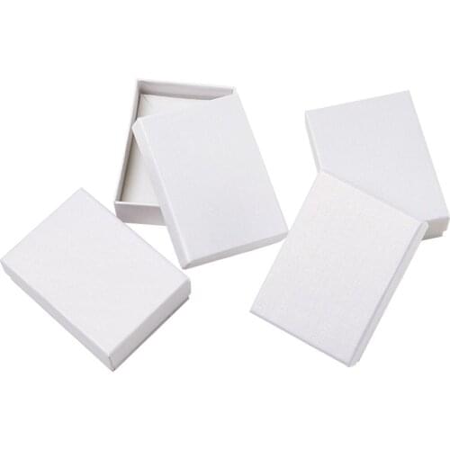 60pc Cardboard Jewelry Set Boxes For Necklaces Earrings Rings Box Gift box For Jewelry Box Rectangle White 9x6.5x2.8cm