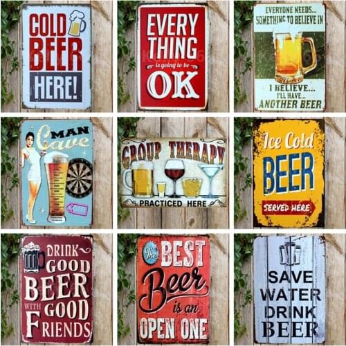 [ Kelly66 ] Cold Beer Here Group Therapy Practiced Here Mojito Metal Sign Home Decor Bar Wall Art Painting 20*30 CM Size JT-1