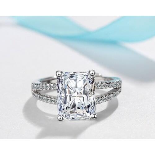 Ring Ring Rectangular Zircon Wedding Diamond Ring European and American Personality Fashion Hand Ornaments