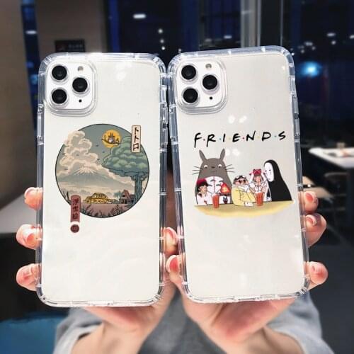 Cute Anime Totoro Clear Phone Case For iPhone 11 Pro Max 12 XR XS X 8 7 SE20 6Plus Kawaii Shockproof Soft Silicone Cover Fundas