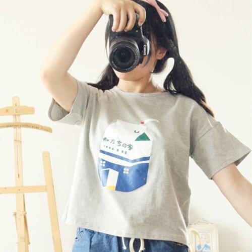 Fashion Women Tee Tops Milk Cartoon Cartoon Puppy Print Cute Gray T-shirts Ladies T Shits Short Sleeve O-neck 2017 Summer New