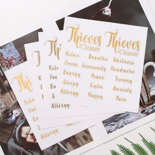 Golden Letter Stickers for Essential Oil Bottle Adhesive Label Perfume Bottle Sticker Cosmetics Container label Home Decorations