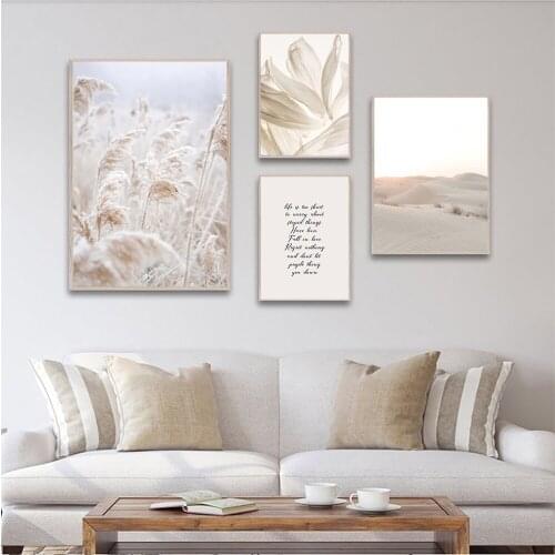 White Sand Beach Flower Wall Art Canvas Painting Architecture Nordic Landscape Poster Living Room Decorative Pictures Home Decor